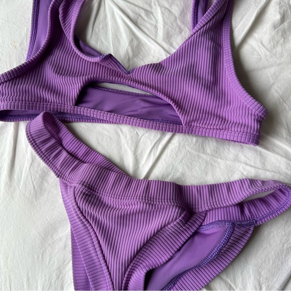 Frankie’s Bikinis Set Cole Ribbed Scoop Bikini Top & Ribbed Cheeky Bikini Bottom - Picture 2 of 7